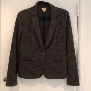 Knit camp print blazer